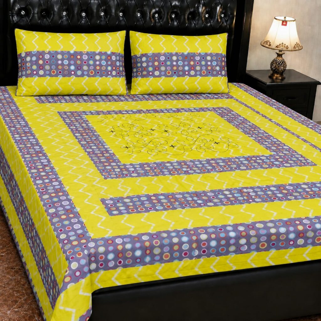 Sunburst Chevron Polka Dot Quilt Bedspread Set
