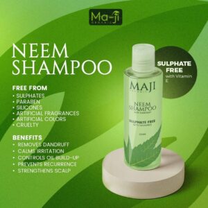 Ma-Ji Organic Neem Shampoo – Sulphate-Free Anti-Dandruff Formula with Vitamin E (250ml)