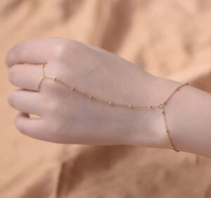 Gold Adjustable Crystal Butterfly Hand Bracelet