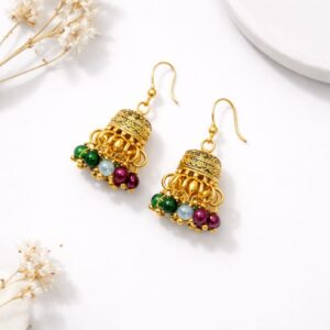 Gold Plated Jhumka Earrings for Women