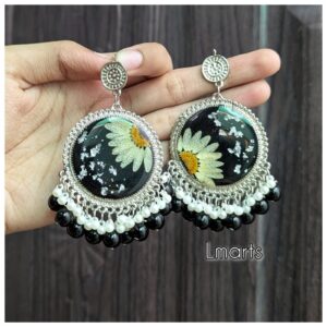 Unique Style Real Preserved Flower Jhumka Earrings for Women