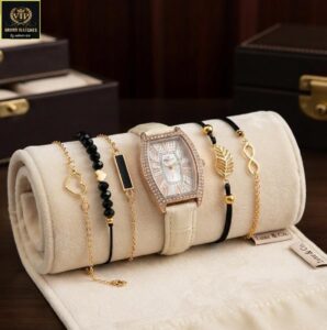 Luxe Noir Women’s Watch & Bracelet Gift Set – 5 Piece Premium Collection