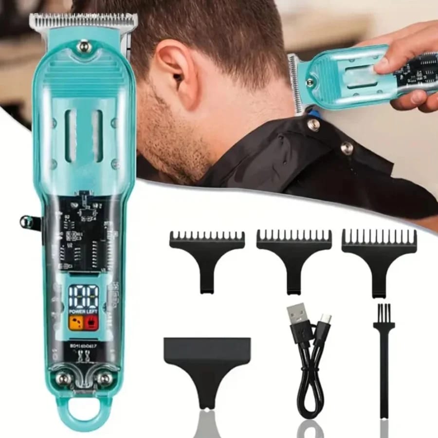 Transparent LCD Electric Hair Trimmer | USB Rechargeable