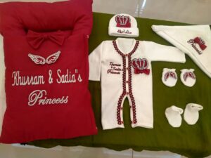 Customize Royal Princess Newborn Gift Set (0–3 Months) | 6-Piece Baby Clothing & Carry Nest Set