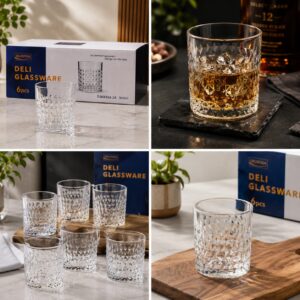 Deli Diamond Cut Crystal Tumbler Glass Set (Set of 6)