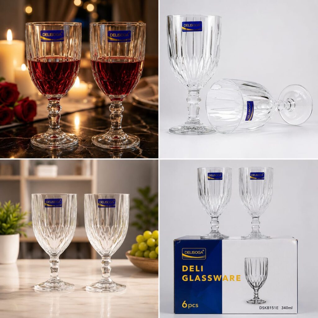 Deli Crystal Goblet Glass Set (6 Pcs)