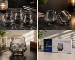 Deli Crystal Amber Glass Set (6 Pcs)