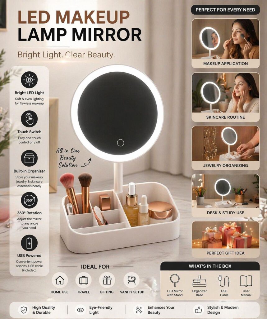 LED Mekeup Lamp Mirror