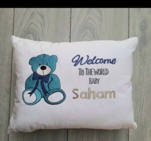 Personalized Teddy Baby Welcome Cushion